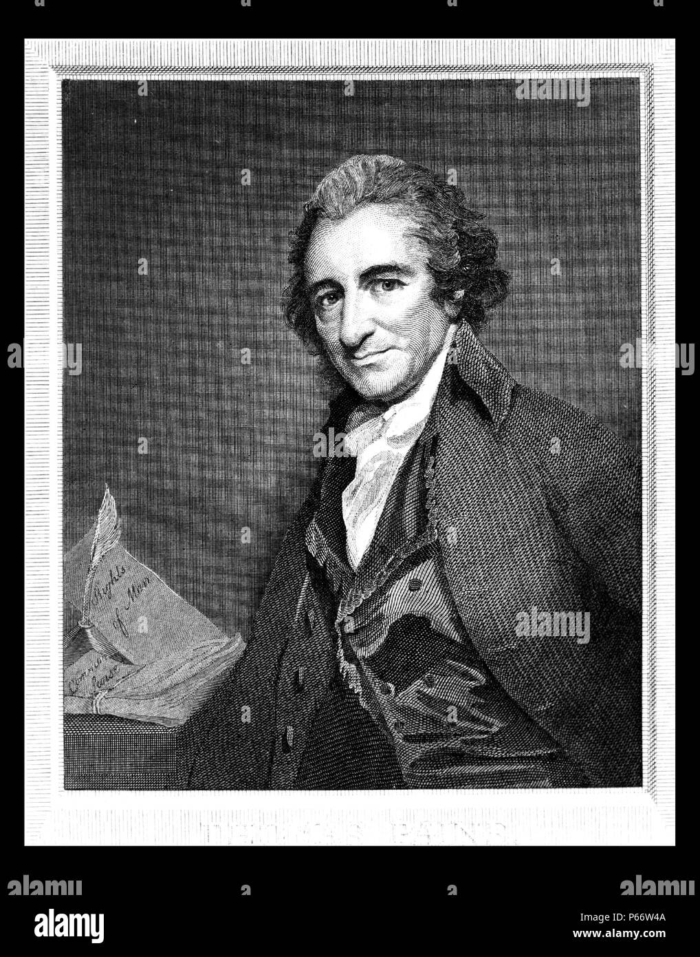 Thomas Paine print by William Sharp, 1749-1824, grabador. Thomas Paine, retrato de media longitud, mirando hacia la izquierda. Foto de stock