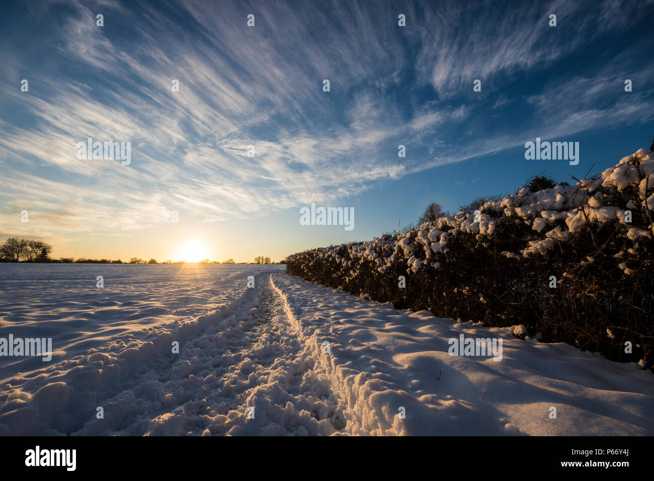 Snow Day sunset Foto de stock