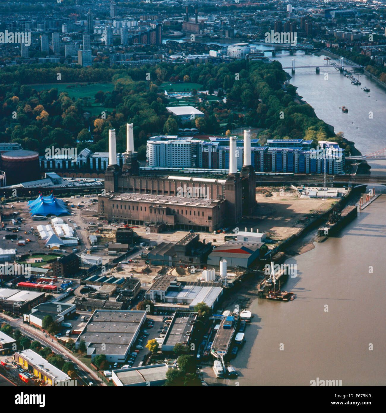 Vista aérea de la central eléctrica de Battersea, Londres, Reino Unido. Foto de stock