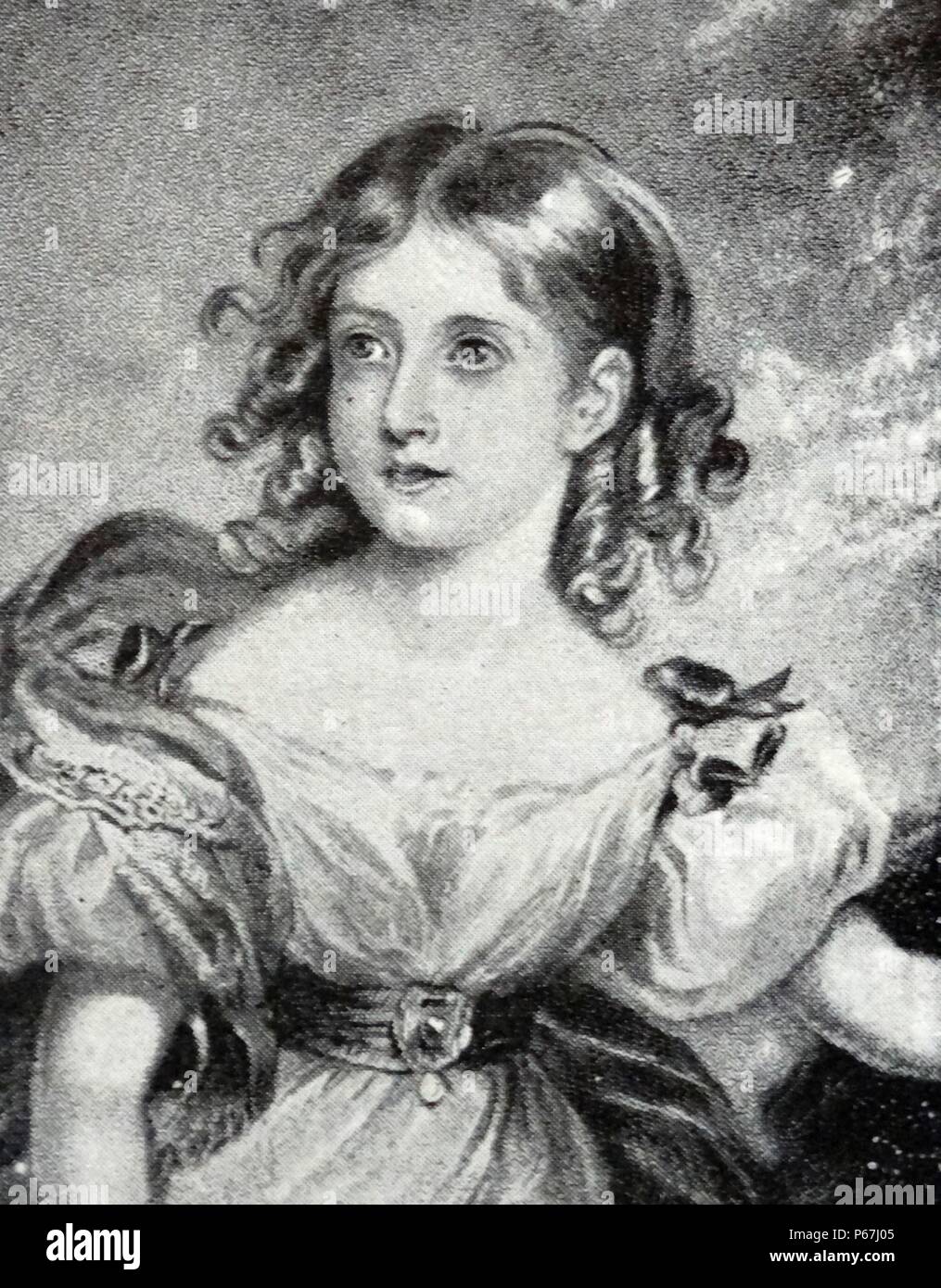 Retrato de fecha 1831 de la Reina Victoria de Gran Bretaña a la edad de 12 años Foto de stock