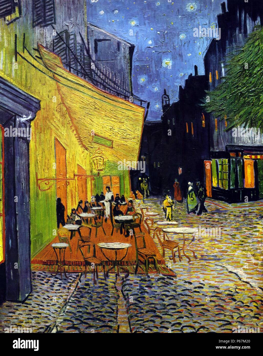 Pintura titulada 'Un café en la terraza por la noche", de Vincent van Gogh (1853-1890), pintor post-impresionista de origen holandés. Fecha 1888 Foto de stock