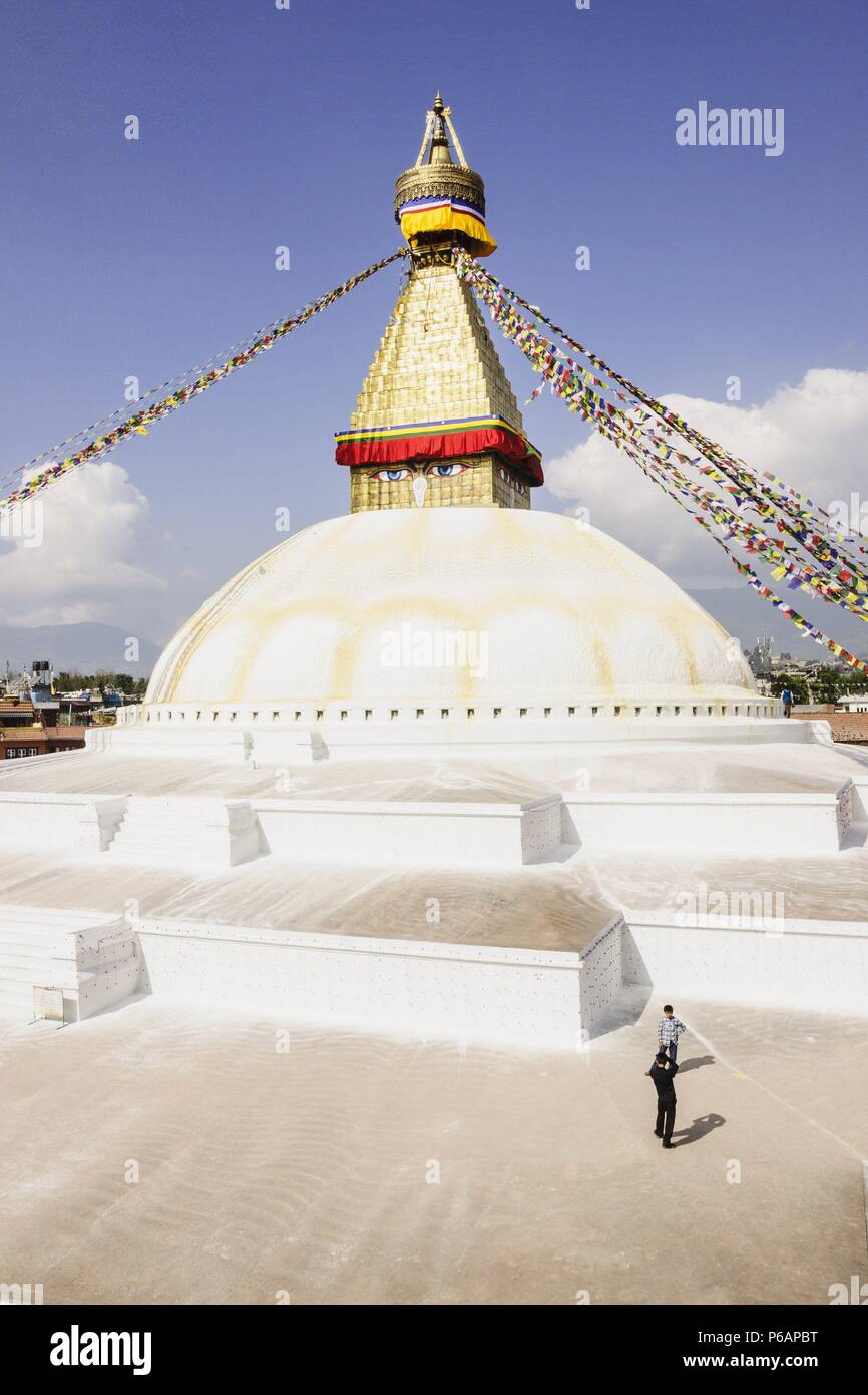 Estupa de Boudhdanath.en Katmandú, Nepal, Asia. Foto de stock