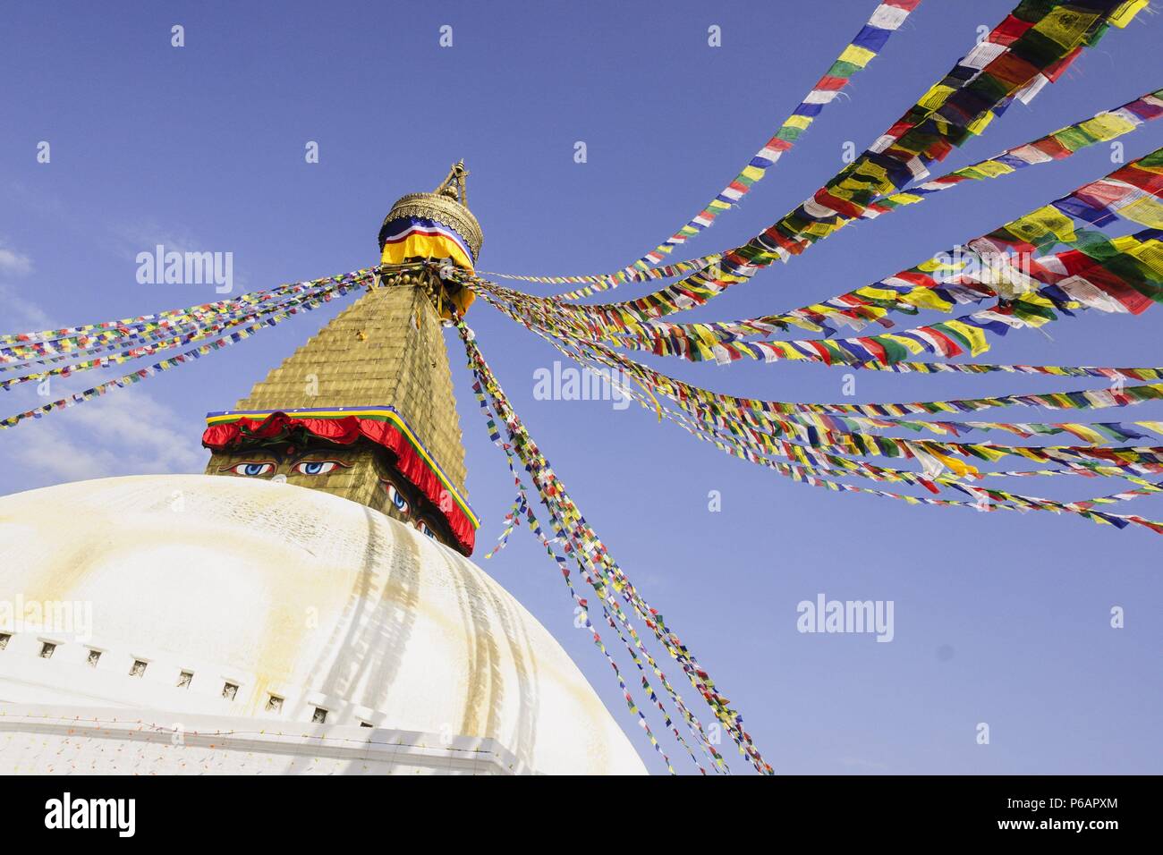 Estupa de Boudhdanath.en Katmandú, Nepal, Asia. Foto de stock