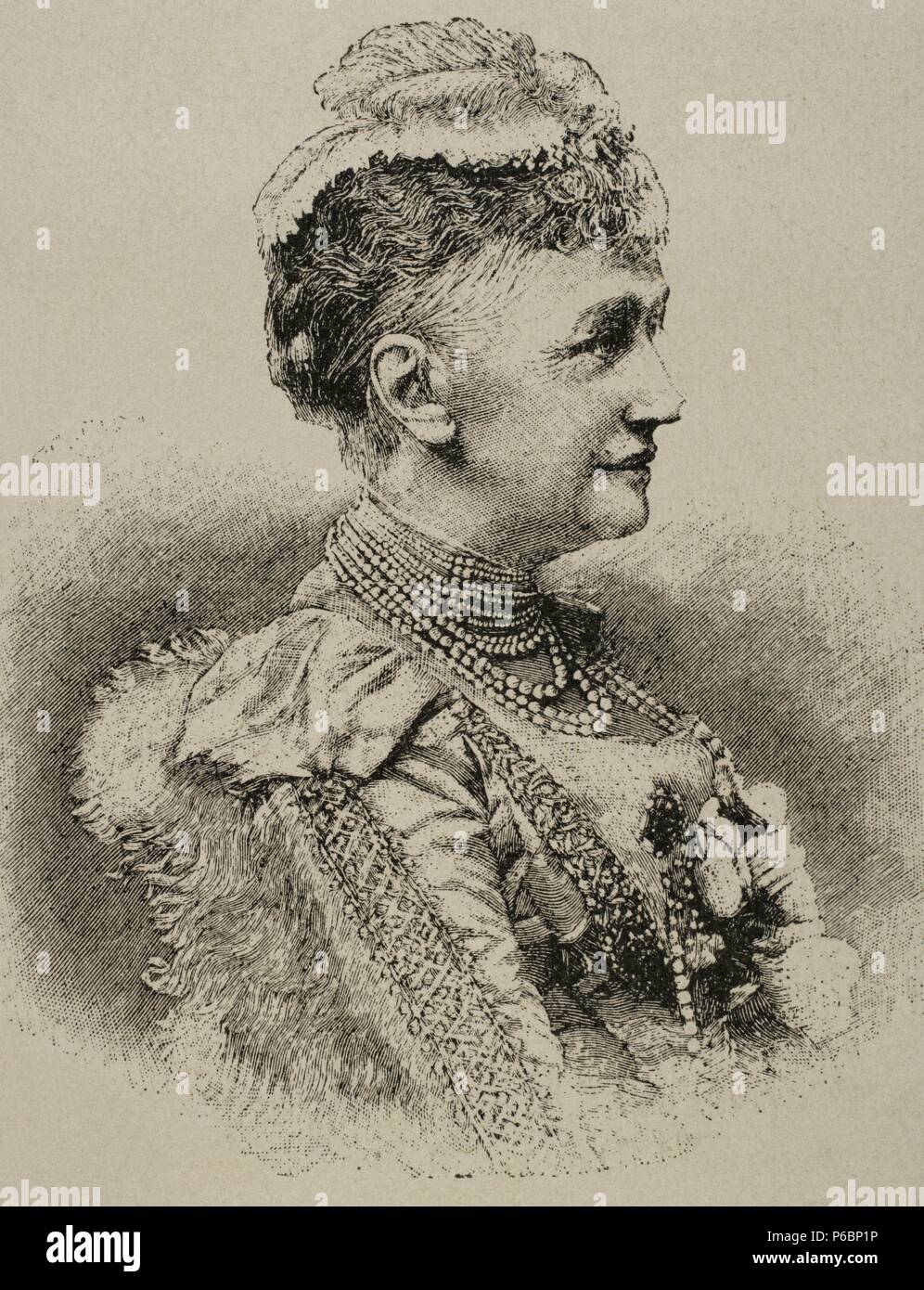 Luisa de Hesse-Kassel (1817-1898). La princesa y Reina Consorte de Dinamarca. Grabado en la ilustración artística, 1889. Foto de stock