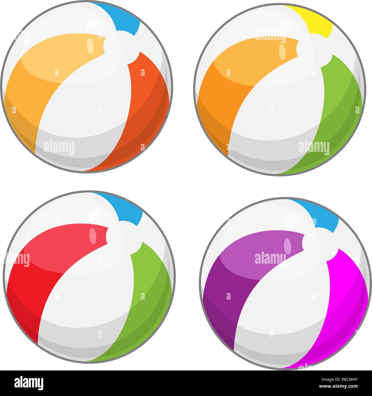 Balones de playa en cuatro colores diferentes - estilo de dibujos animados  Imagen Vector de stock - Alamy