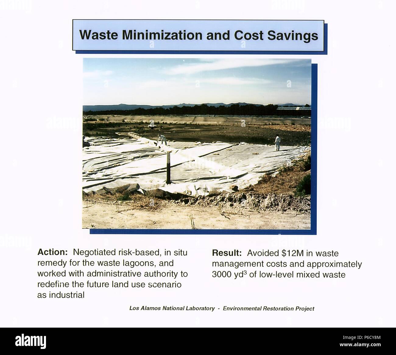 La minimización de los residuos y el ahorro de costes la acción propuesta por el Laboratorio Nacional de Los Álamos para el proyecto de restauración ambiental de Los Alamos, Nuevo México, 2016. Imagen cortesía del Departamento de Energía de Estados Unidos. () Foto de stock