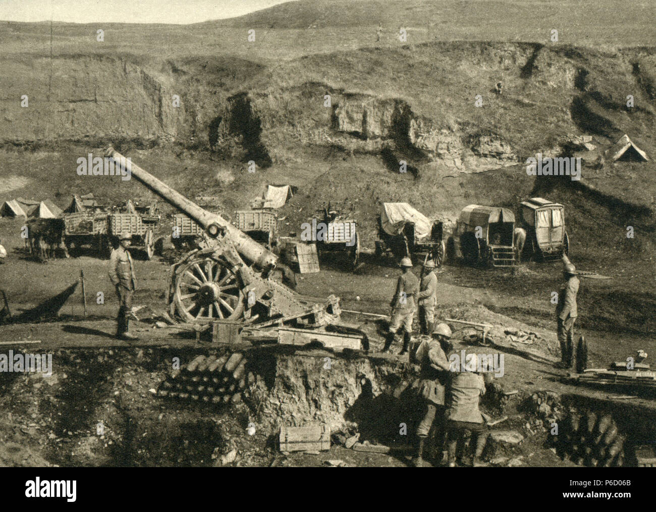 La artillería francesa, 155 mm pistola, Salonica delantero, ww1, la primera guerra mundial, la primera guerra mundial Foto de stock