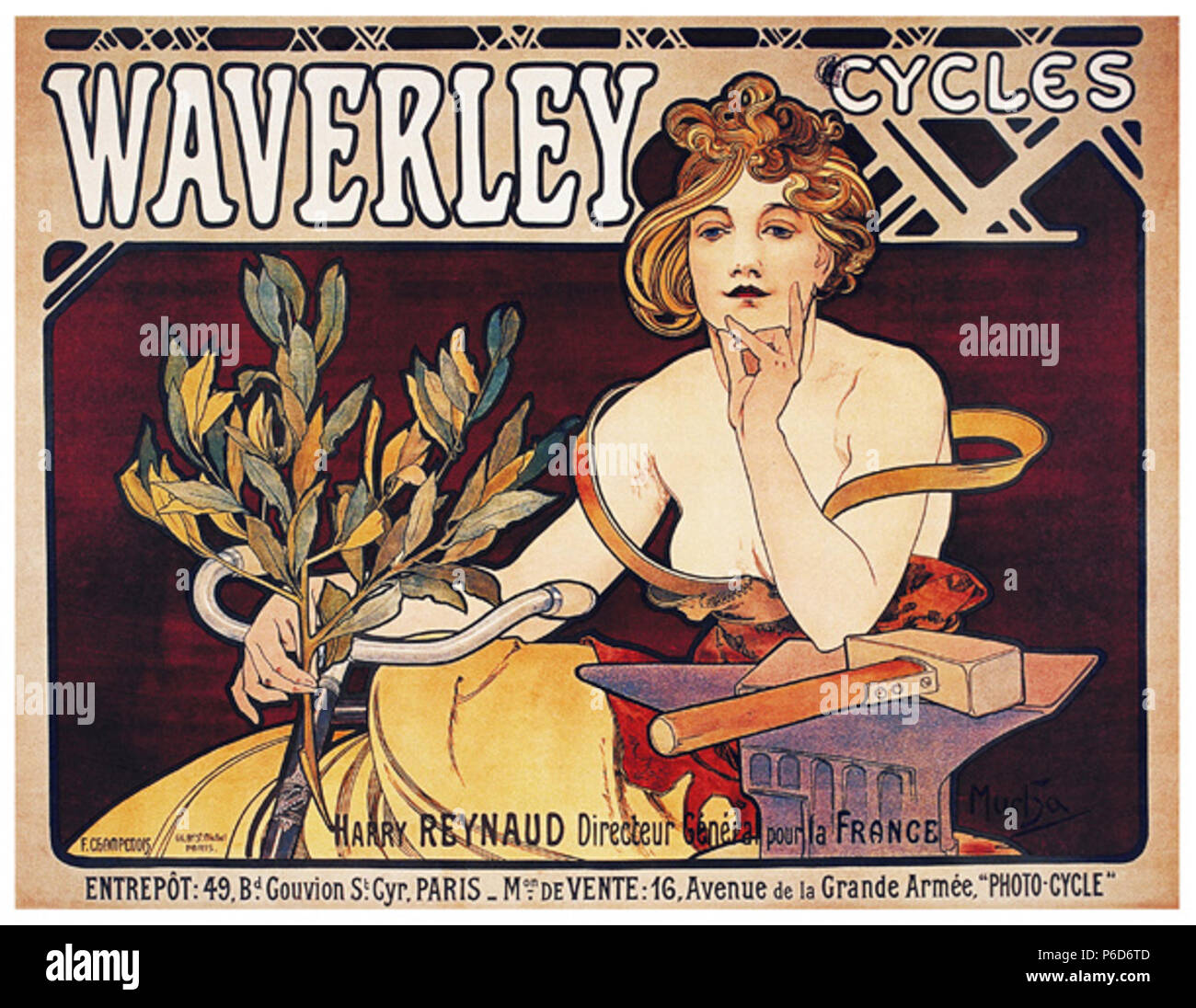 Inglés: Cartel Waverley ciclos . 1898 70 Poster Waverley ciclos Foto de stock