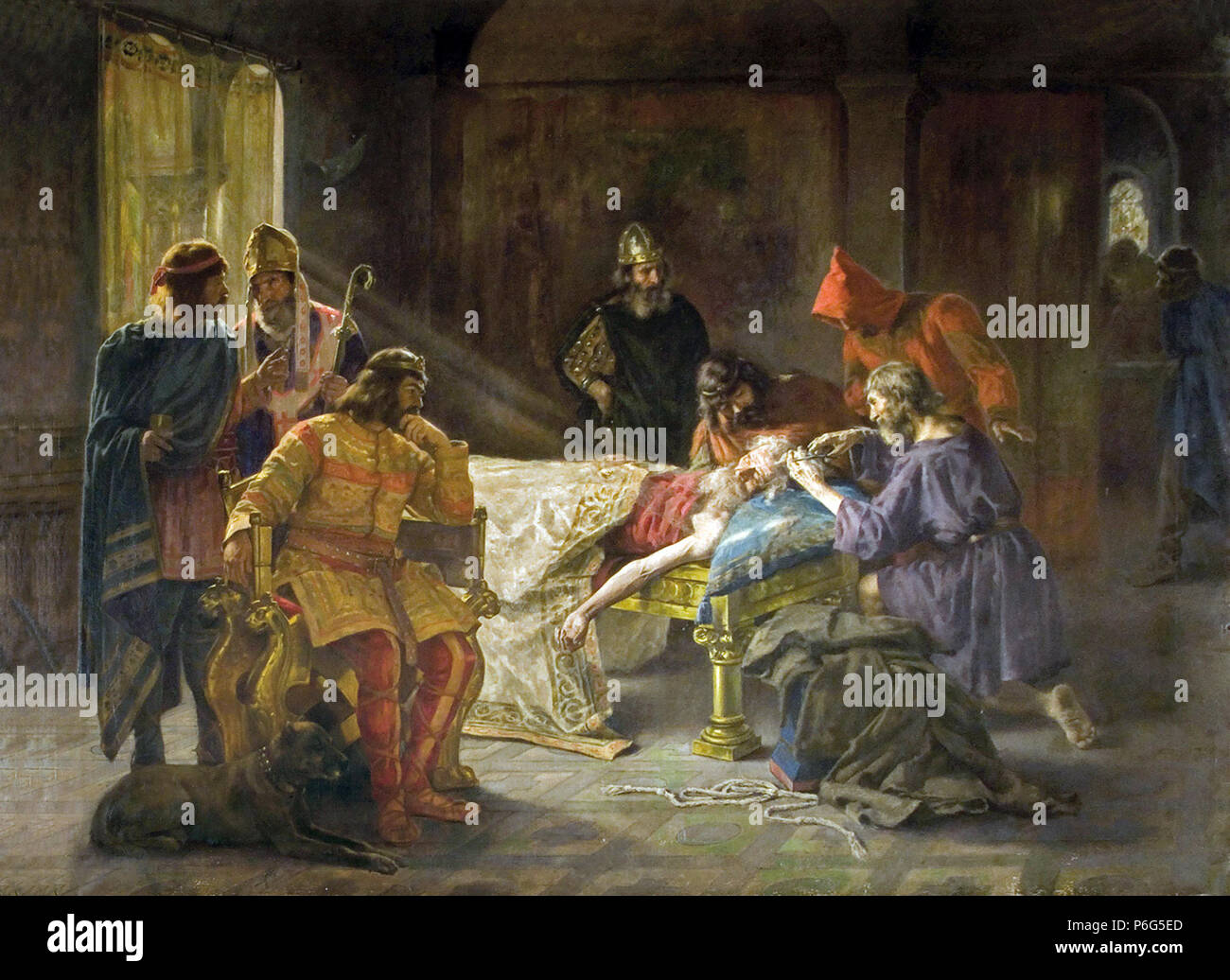 . Català: la tonsura del rei Wamba . Català: la tonsura del rei Wamba . (1894 c.) 66 la tonsura del rei Wamba - Joan Brull i Vinyoles (1863-1912) Foto de stock