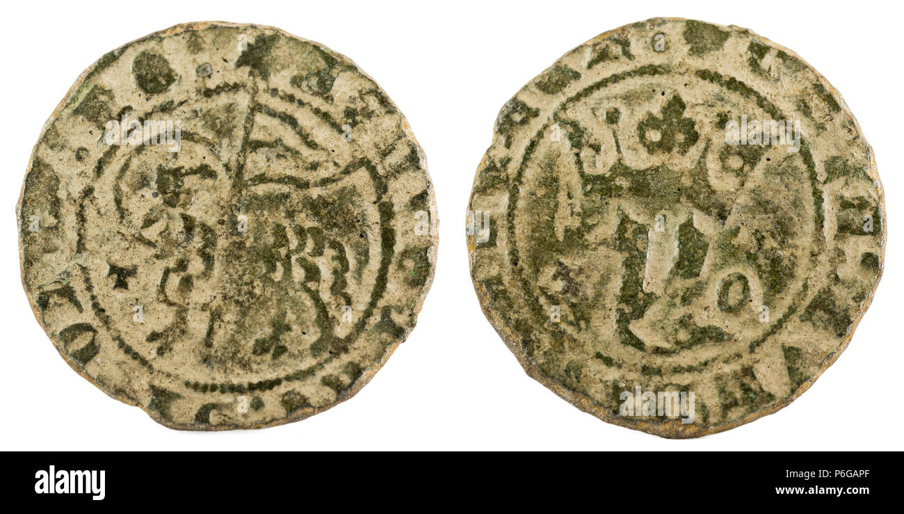 Moneda de vellón medieval del Rey Juan I. Blanca. Acuñado en Toledo. España  Fotografía de stock - Alamy