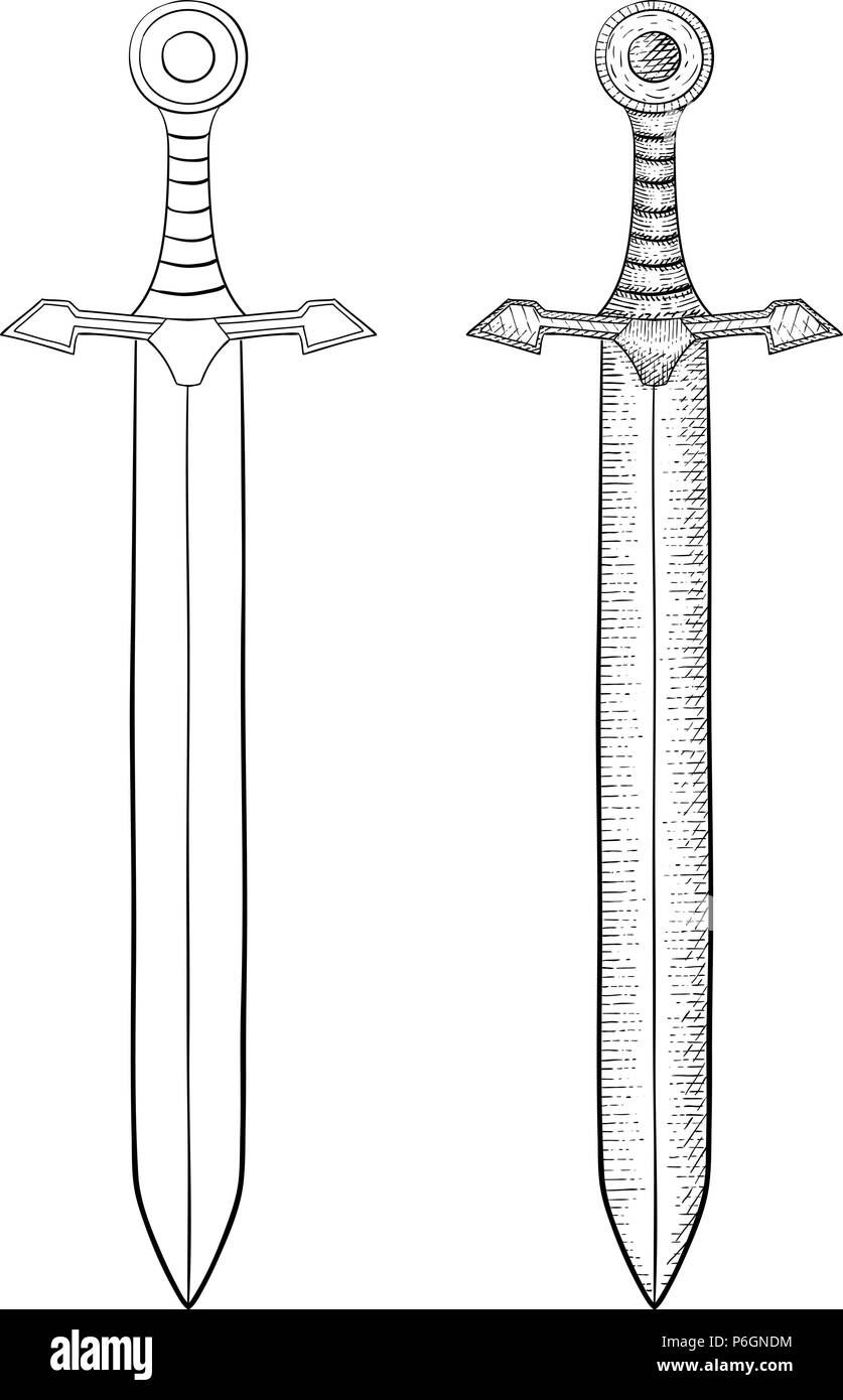 Espada. Boceto dibujados a mano Imagen Vector de stock - Alamy