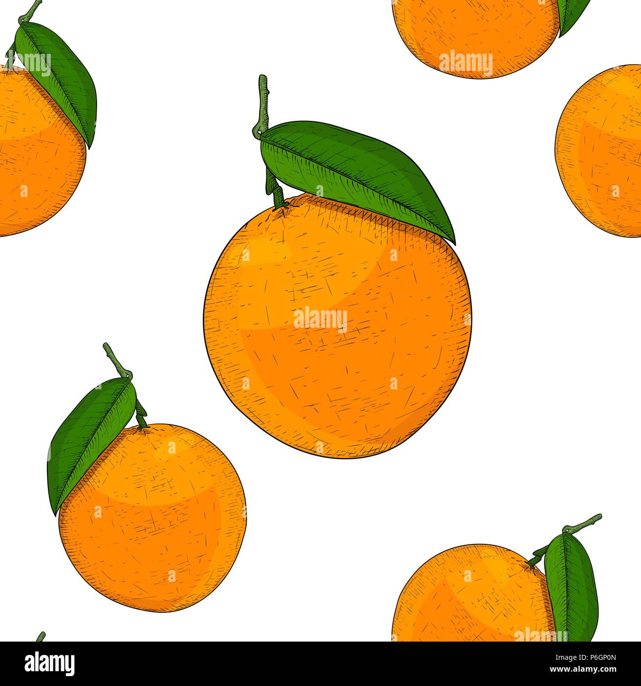 Las naranjas como patrón sin fisuras. Boceto de colores dibujados a mano Ilustración del Vector