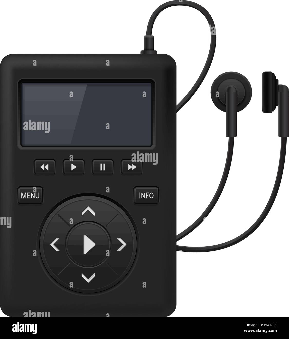 Reproductor de audio. Dispositivo de música con auriculares Imagen Vector  de stock - Alamy