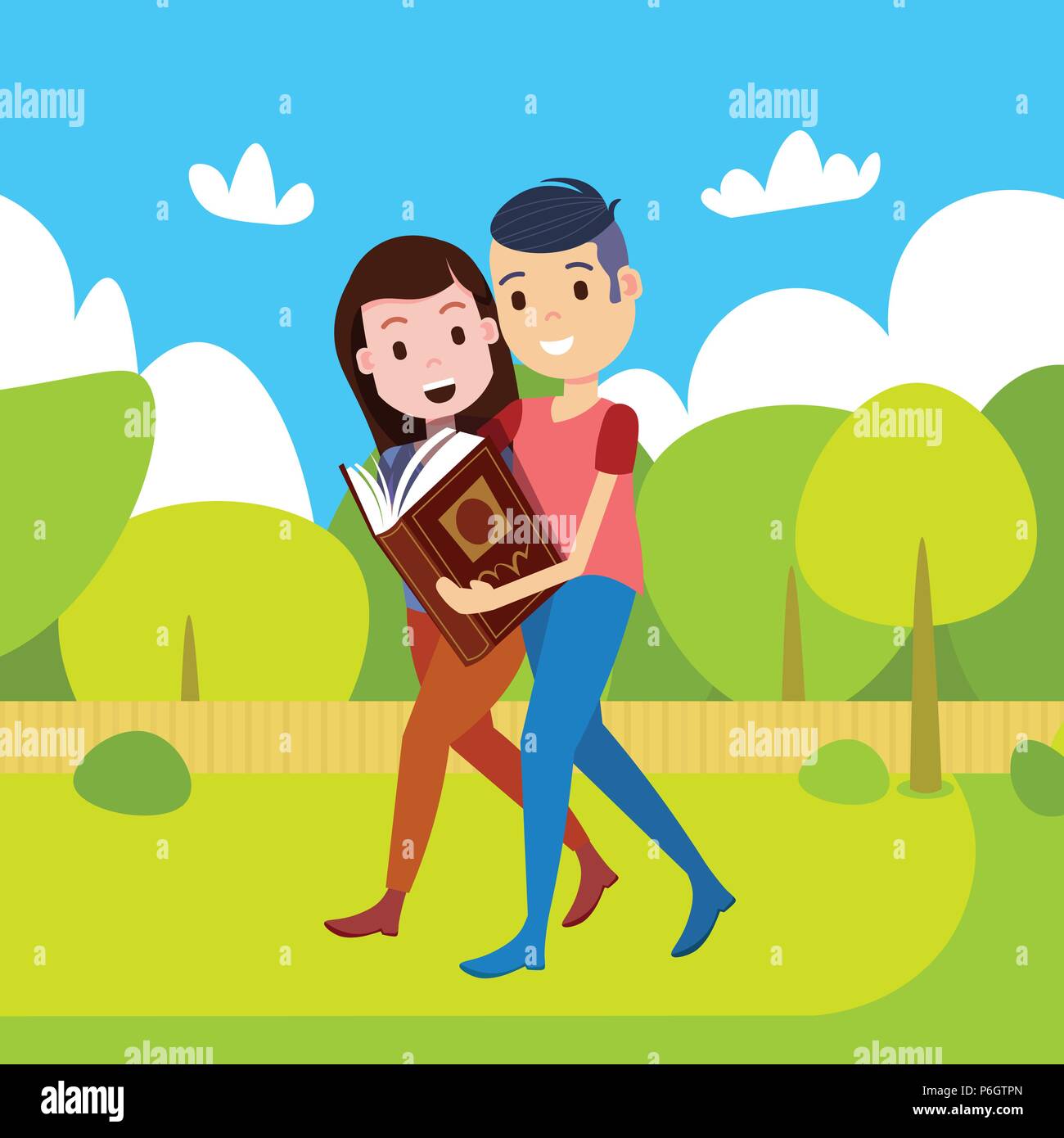 Pareja mujer hombre leyendo libro ir recto camino parque carácter plantilla para trabajos de diseño y animación copia plana de espacio Imagen Vector de stock - Alamy Pareja mujer hombre leyendo libro ir recto camino parque carácter plantilla para trabajos de diseño y animación copia plana de espacio Imagen Vector de stock - Alamy