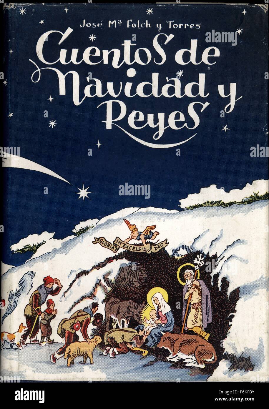 Portada del libro Cuentos de Navidad y Reyes, de Josep Maria Folch i  Torres. Dibujo de Joan Junceda (1881-1948). Editado en Barcelona, 1945  Fotografía de stock - Alamy