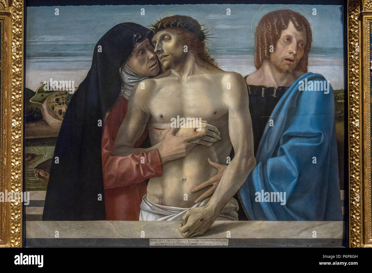 Piedad de Giovanni Bellini, 1455-1460. Pinacoteca di Brera, Milán, Italia. Foto de stock