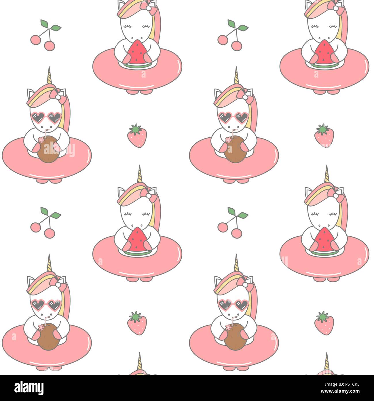 Cute Dibujos Animados Unicornios Coloridos Con Flotacion Verano Perfecta Ilustracion De Fondo Del Modelo Vectorial Imagen Vector De Stock Alamy