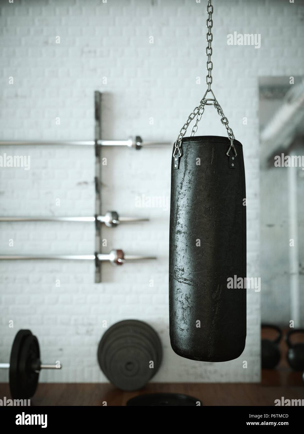 Fondo Entrenamiento Con Estilo Saco De Boxeo De Cuero Negro Y