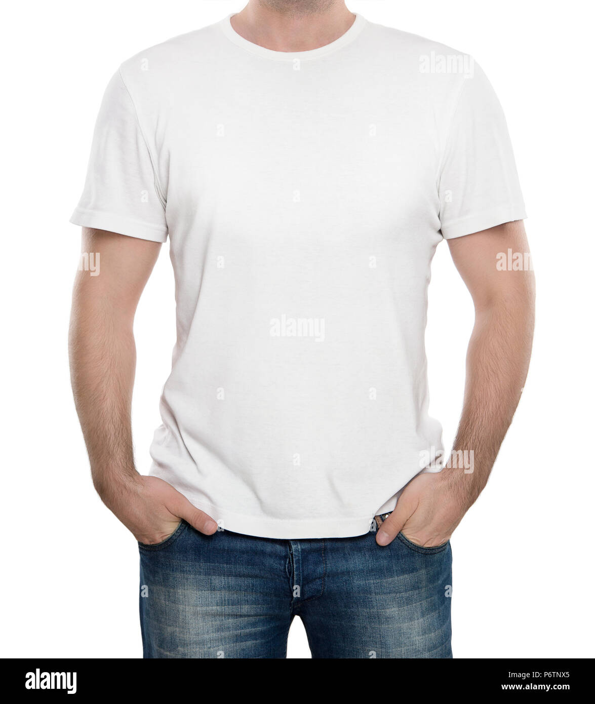 Hombre con t-shirt blanco Fotografía de stock - Alamy