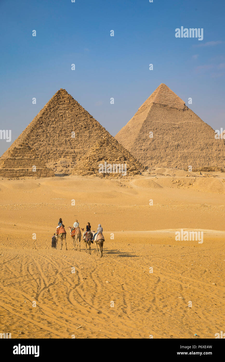 Pirámides de Giza, en Giza, Cairo, Egipto Foto de stock