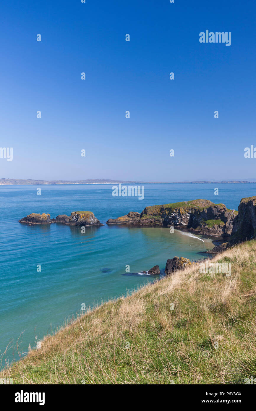 Reino Unido, Irlanda del Norte, en el Condado de Antrim, Ballintoy, Carrick-A-Rede Rope Bridge, paisaje Foto de stock