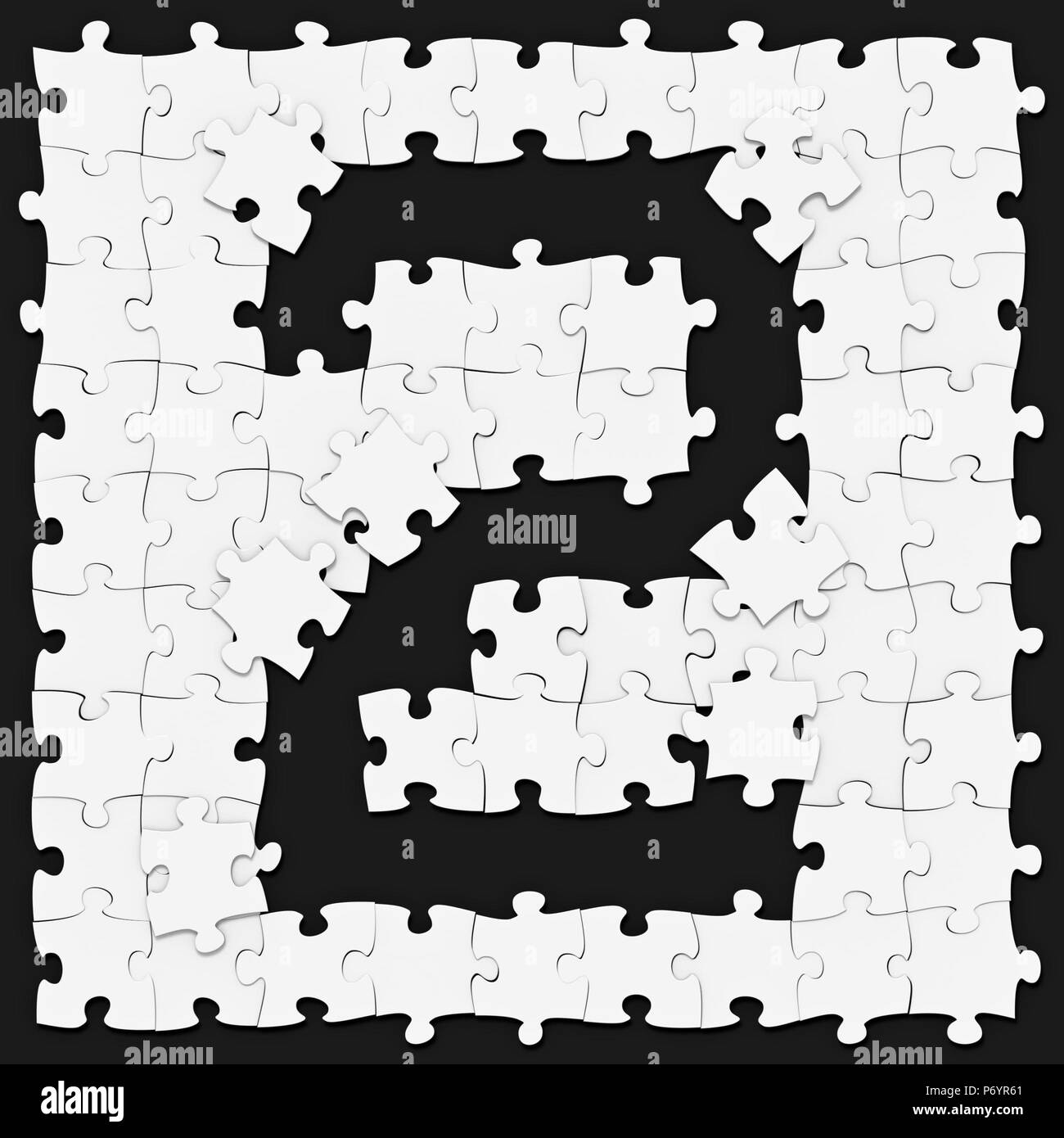 Jigsaw puzzles matemáticos reunidos el dígito 2 o sobre fondo oscuro, puzzle junta puede ser conectado sin fisuras a lo largo de las fronteras, la presentada en 3D para m