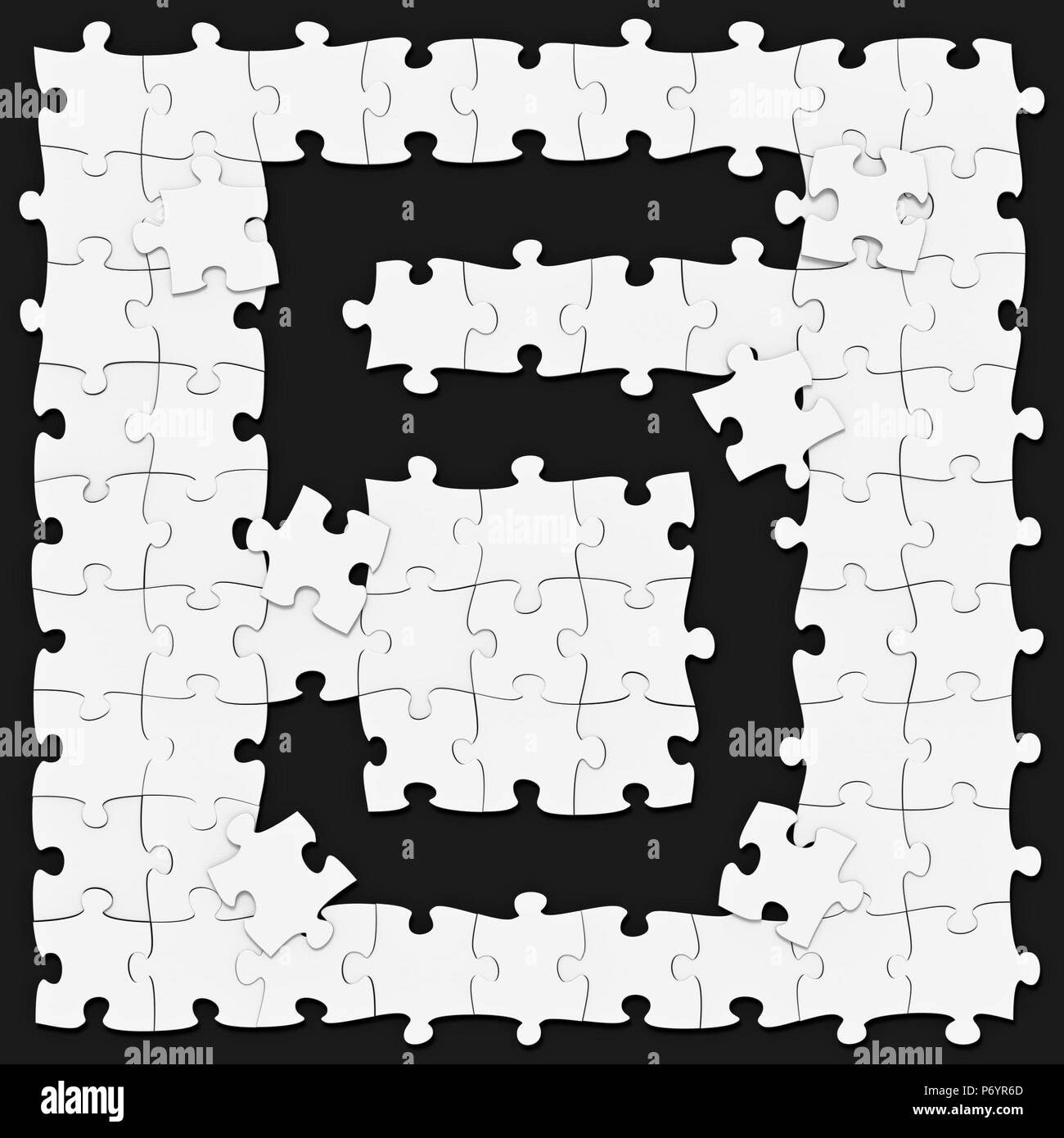 Jigsaw puzzles matemáticos reunidos el dígito 5 o 5 sobre fondo oscuro,  puzzle junta puede ser conectado sin fisuras a lo largo de las fronteras,  de la imagen presentada en 3D Fotografía