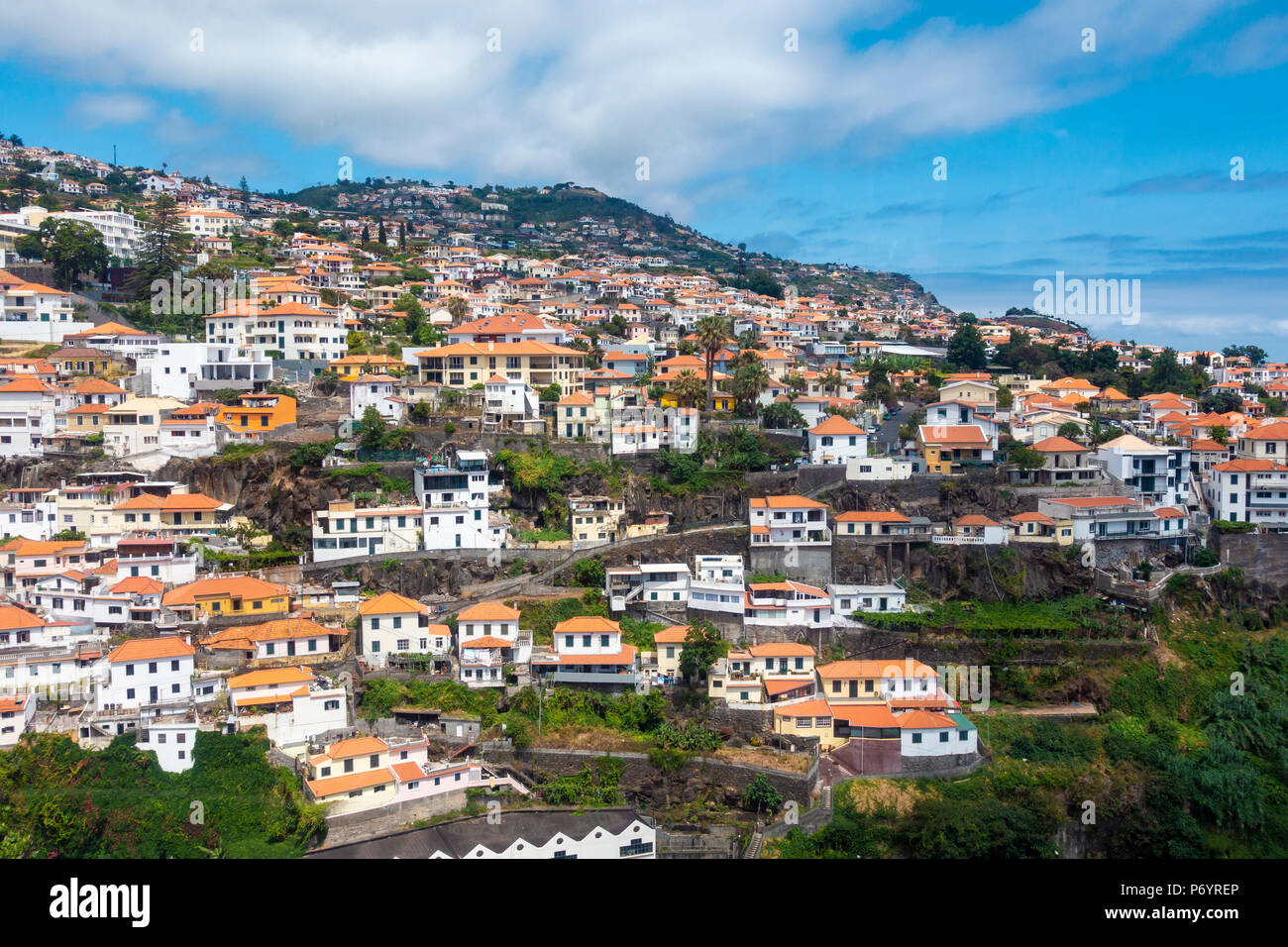 Vista desde el Teleférico teleférico de Funchal Madeira Foto de stock