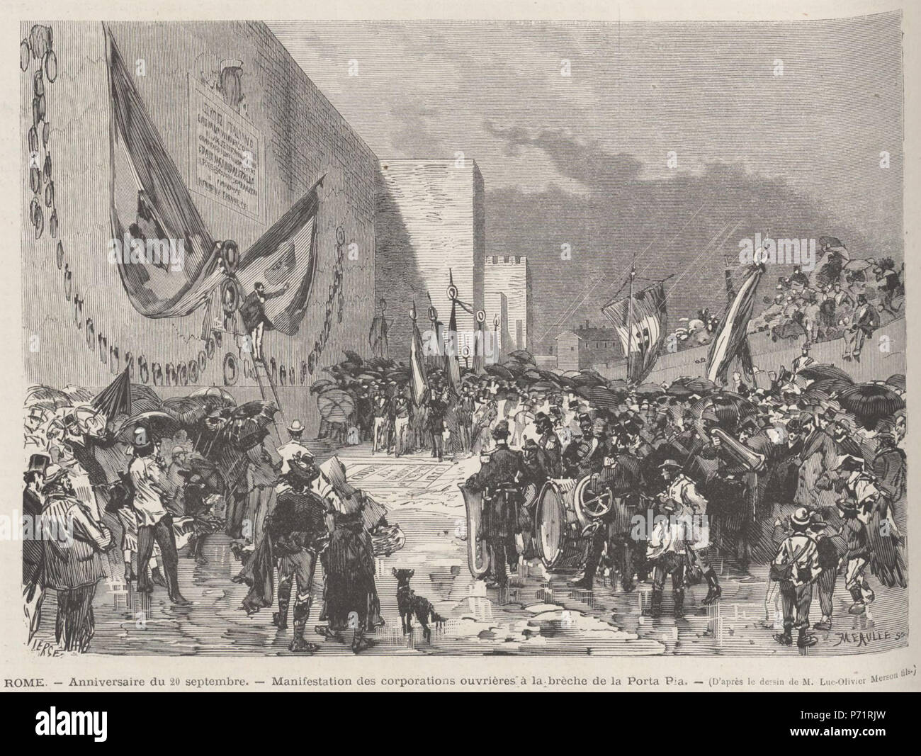75 Roma Anniversaire Du Septembre Manifestacion Des Corporaciones Ouvrieres A La Breche De La Porta Pia D Apres Le Dessin De M Luc Olivier Merson Fotografia De Stock Alamy