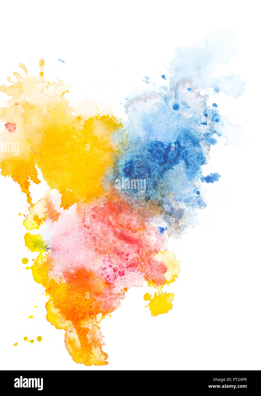 La pintura abstracta con rojo, amarillo y azul sobre blanco manchas de  pintura acuarela Fotografía de stock - Alamy