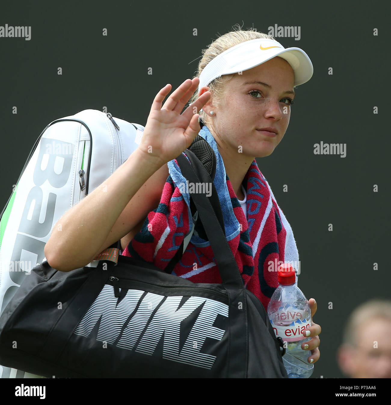 KATIE Swan, el Campeonato de Wimbledon en 2018, el Campeonato de Wimbledon 2018, el All England TENNIS CLUB, 2018 Foto de stock