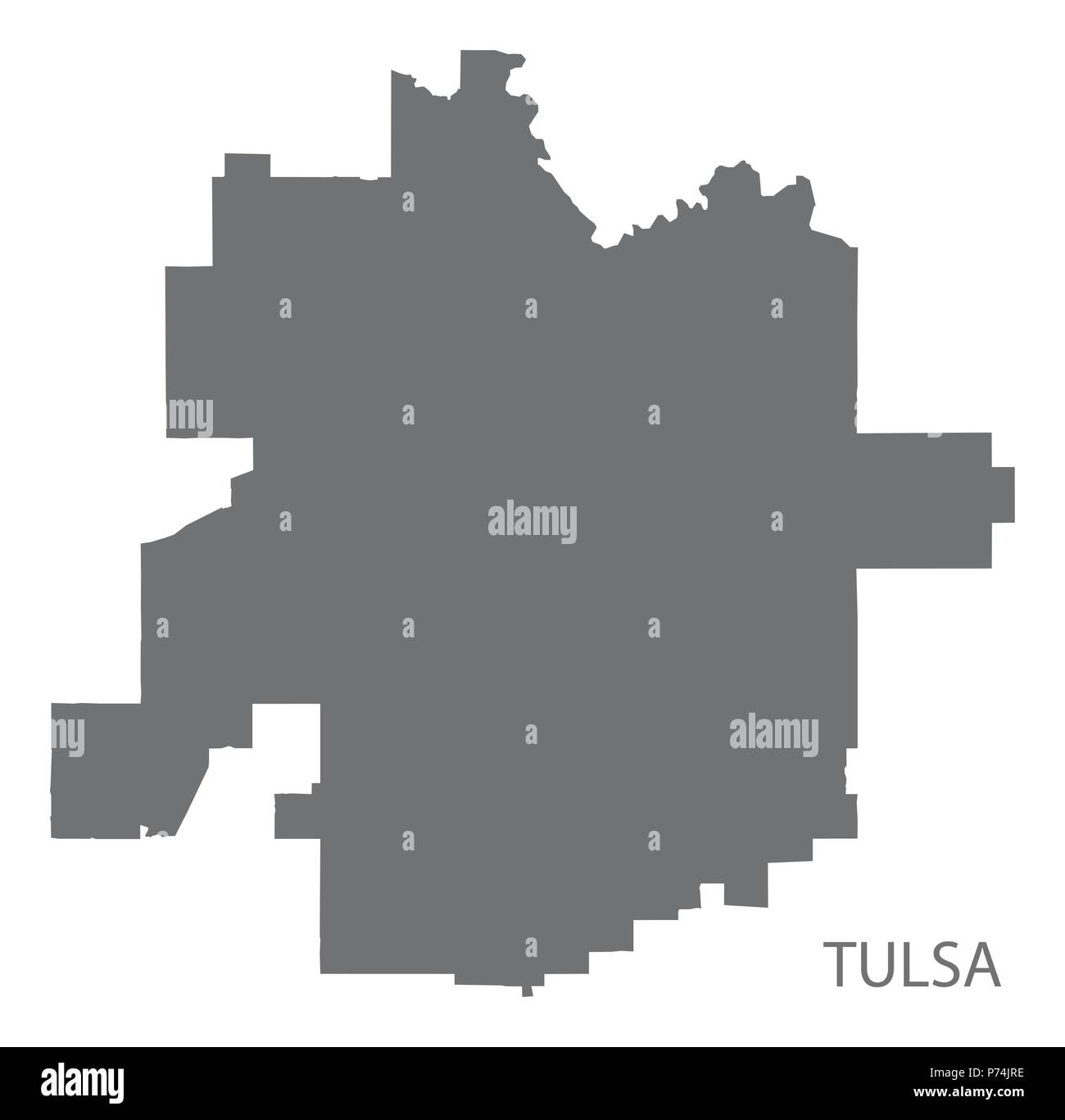 Mapa de la ciudad de Tulsa Oklahoma barrios con forma de silueta