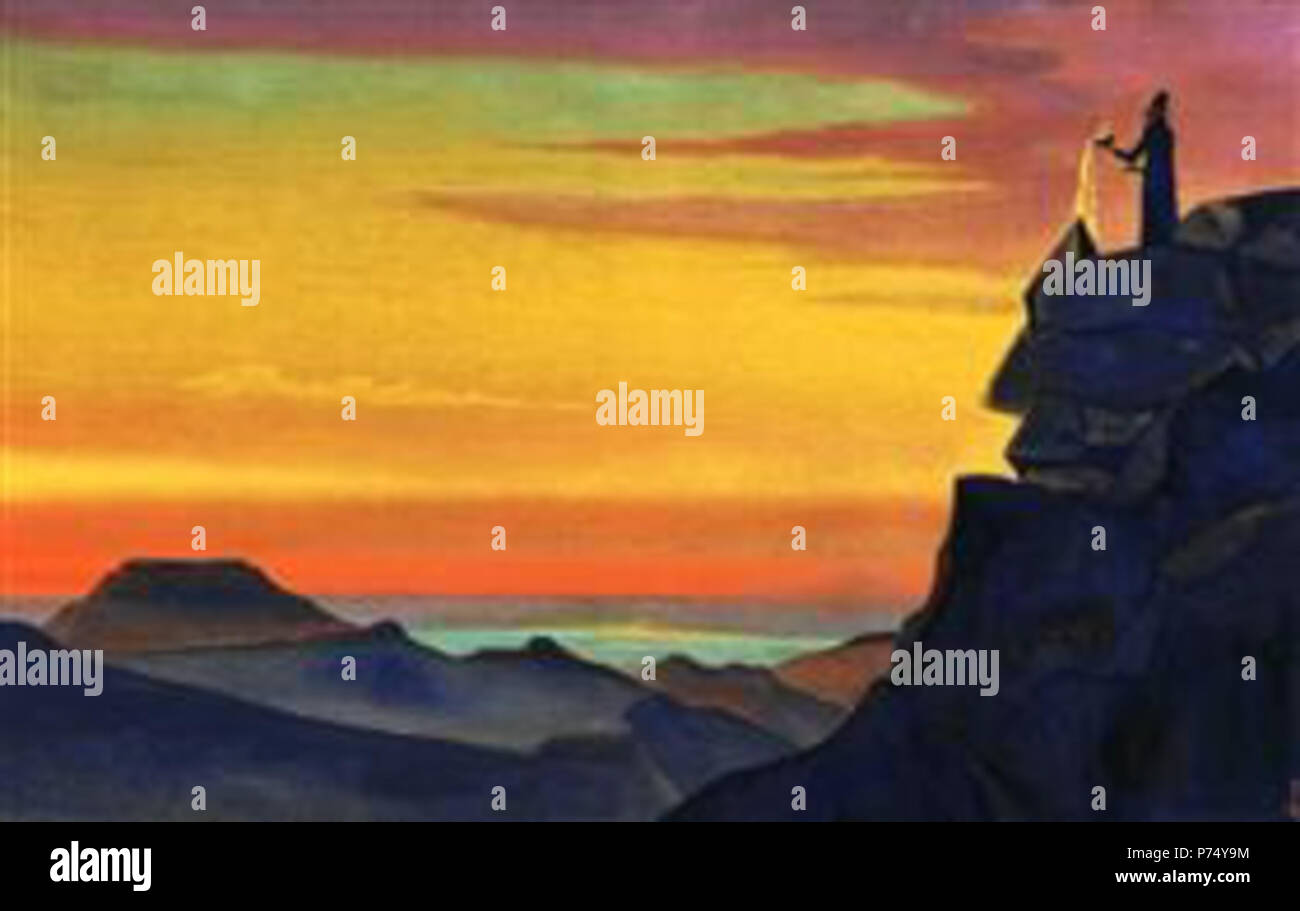 Trabajar por Nicholas Roerich . antes de 1947 54 Zaratustra!PinterestLarge-1931.jpg Foto de stock