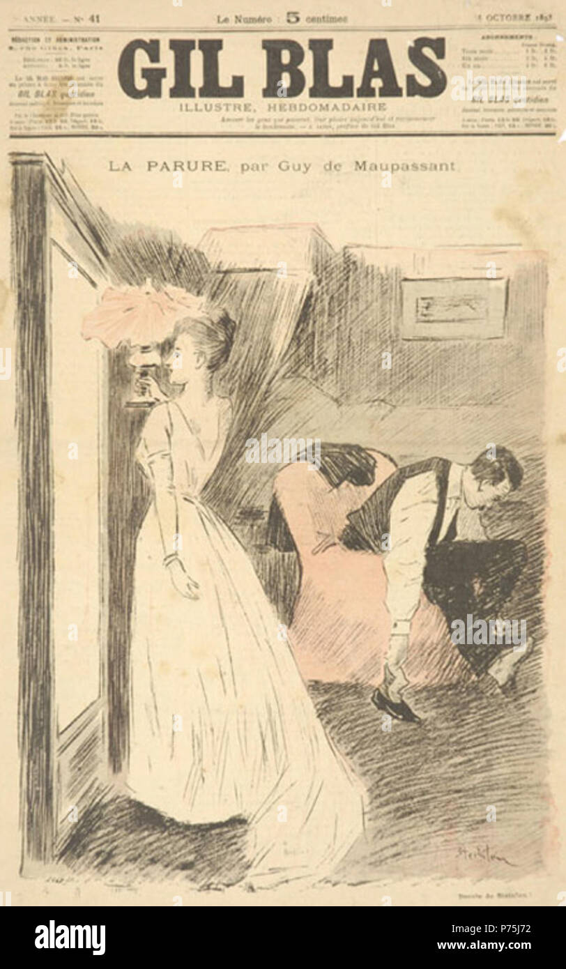 Cubierta de Gil Blas Illustré, ilustración para el cuento El Collar (La  Parures) de Guy de Maupassant. 8 de octubre de 1893 153 La Parures - Gil  Blas Fotografía de stock - Alamy