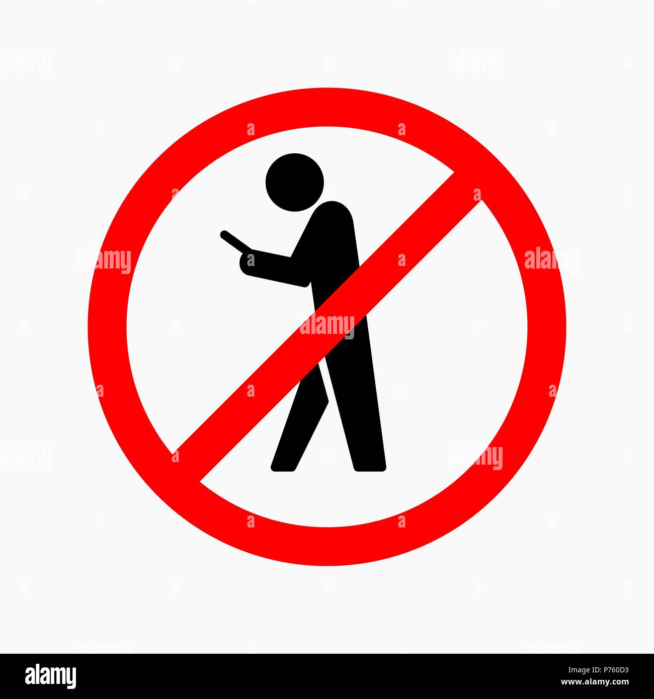 Teléfono utilizando no permitido firmar flat ilustración vectorial