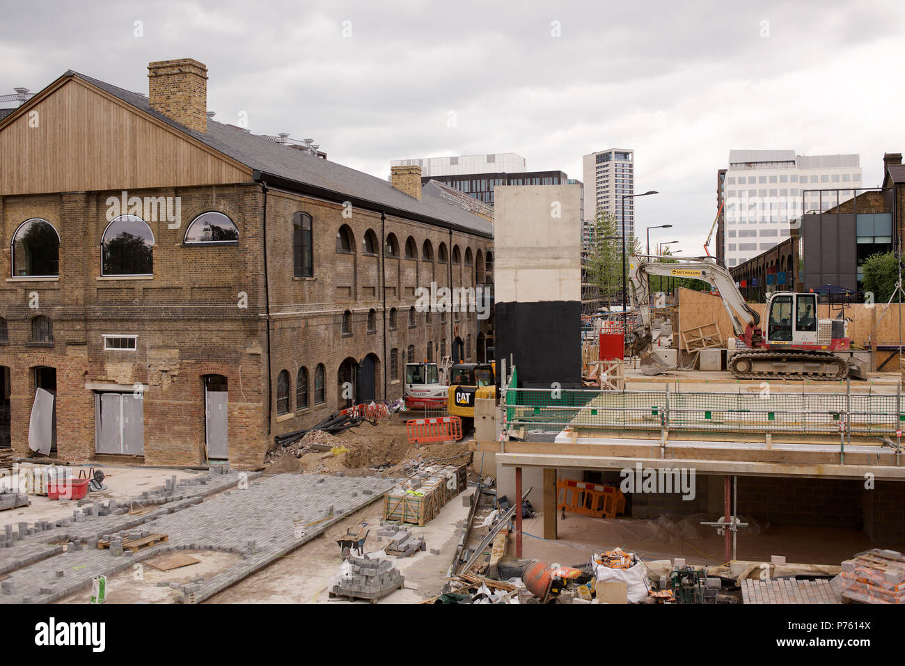 El carbón cae Yard complejo en construcción en Kings Cross, Londres Foto de stock