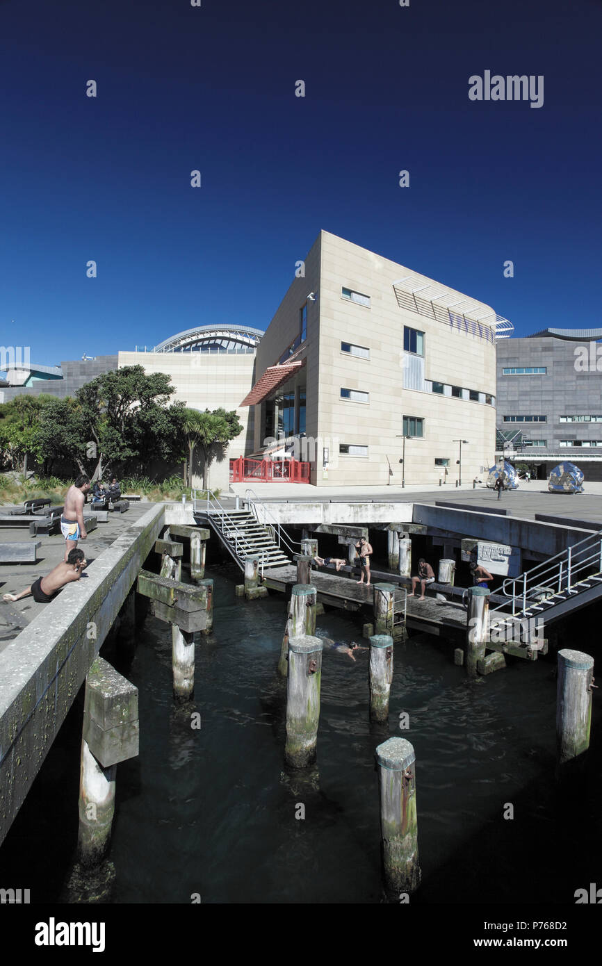 Te Papa Museum of New Zealand en Wellington Harbour, Wellington, Nueva Zelanda Foto de stock