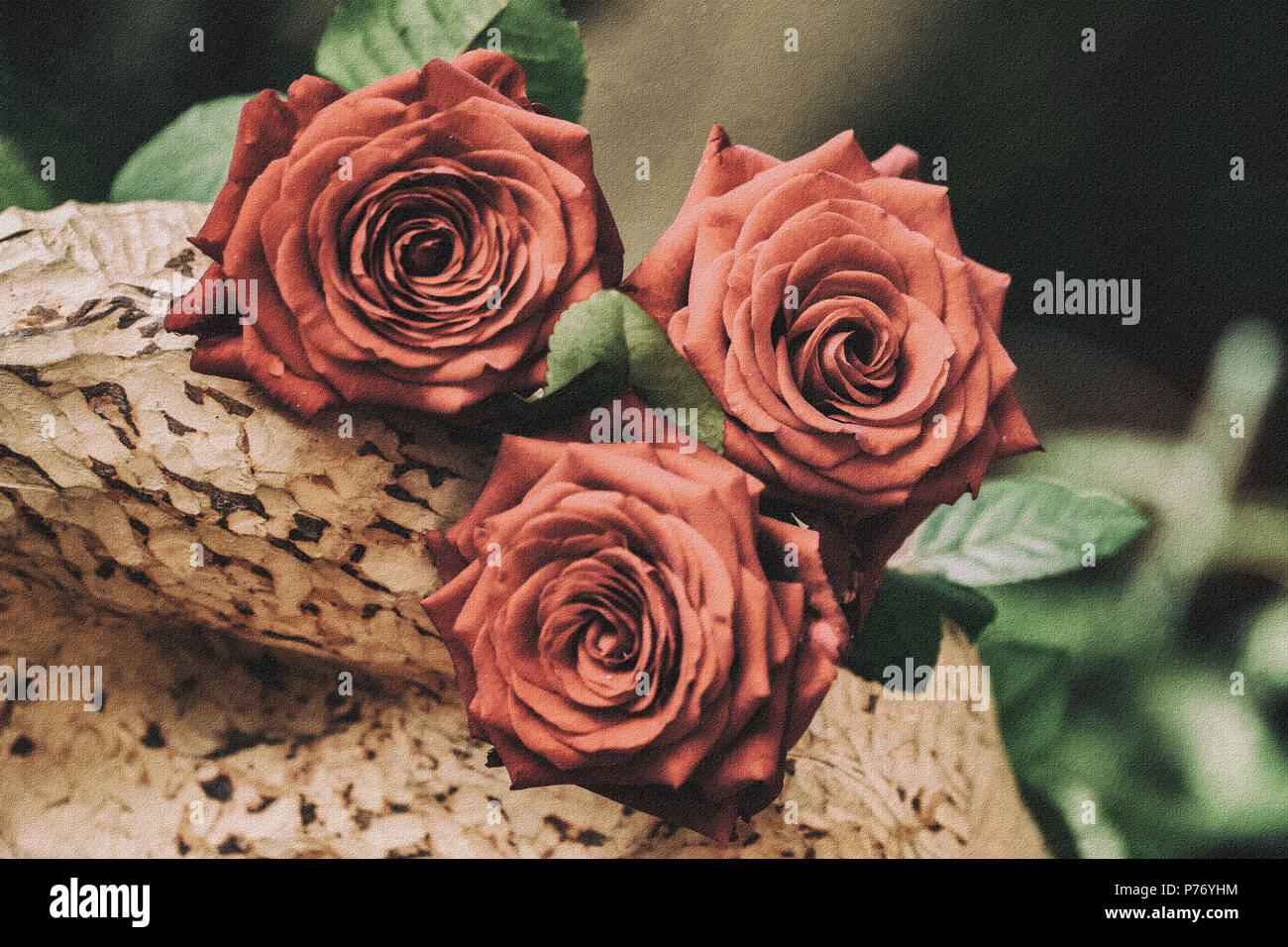 Vintage rosas rojas de regalo para el Día de San Valentín, un