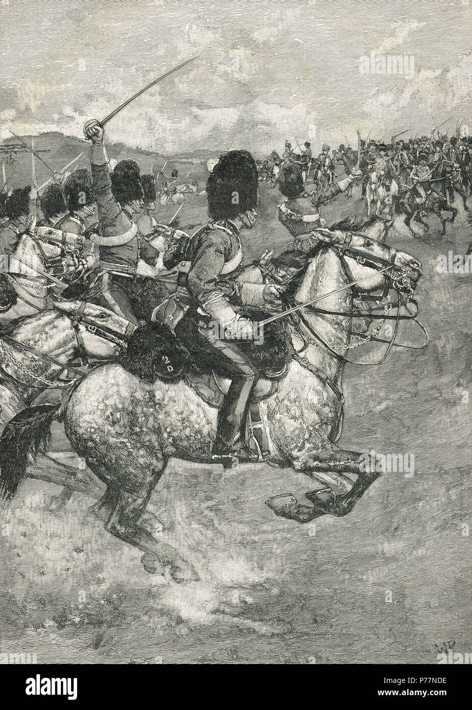 Carga de la Brigada pesada, Batalla de Balaclava, el 25 de octubre de 1854 Foto de stock