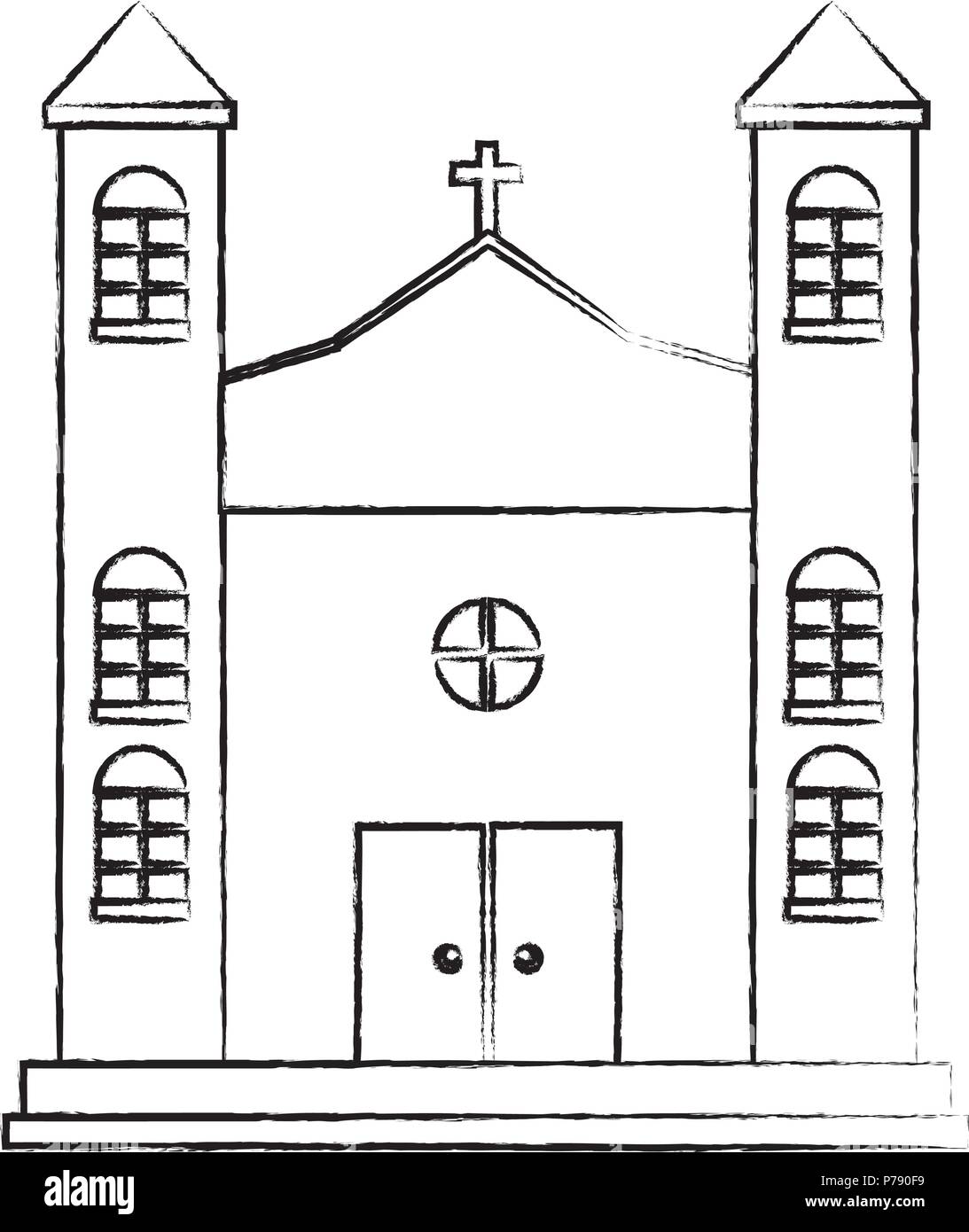 Icono de edificar la iglesia sobre fondo blanco, ilustración vectorial Ilustración del Vector