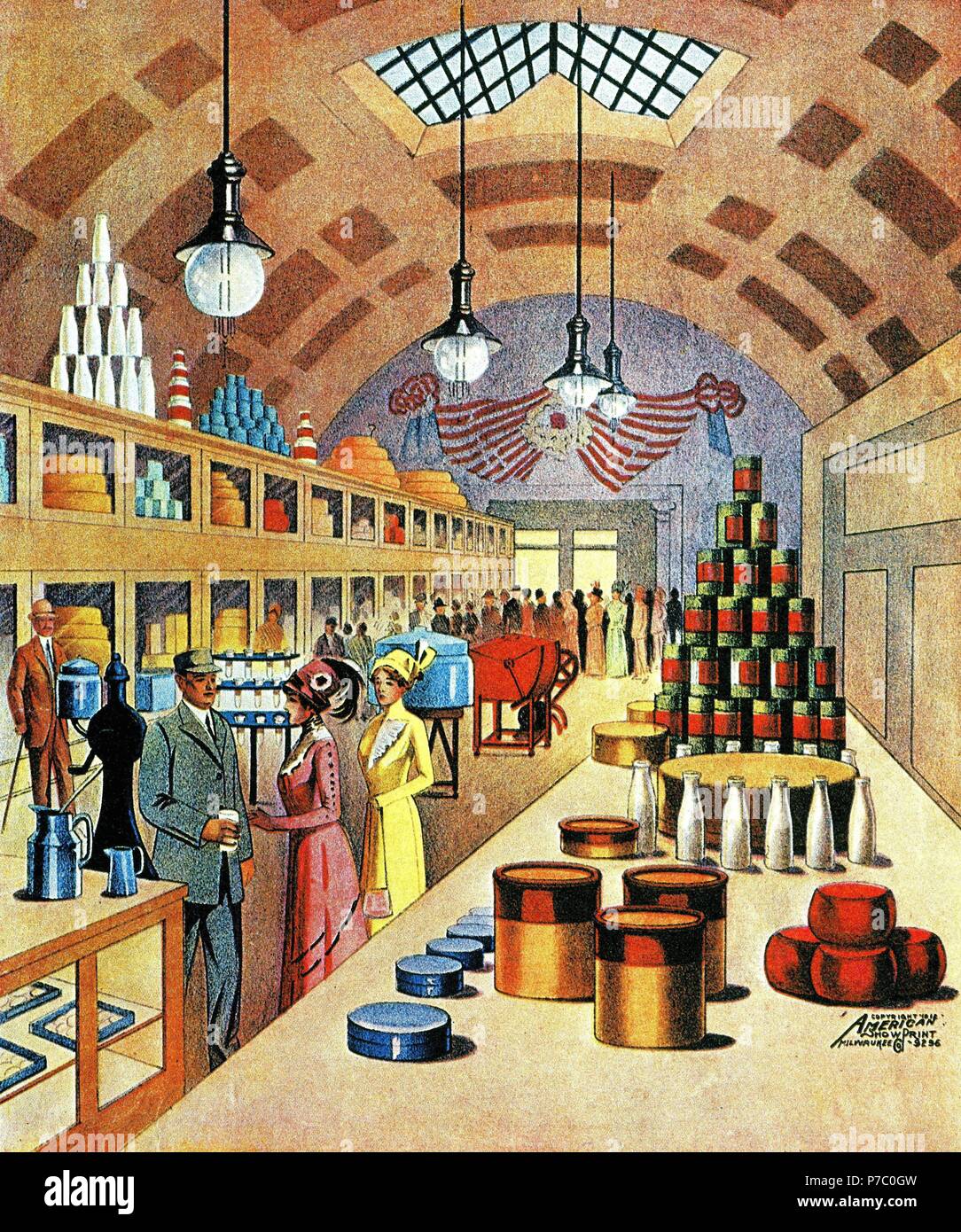 Póster: el interior de una tienda de alimentación en Milwaukee, 1912. Museo: COLECCION PARTICULAR DE MADRID, ESPAÑA. Foto de stock