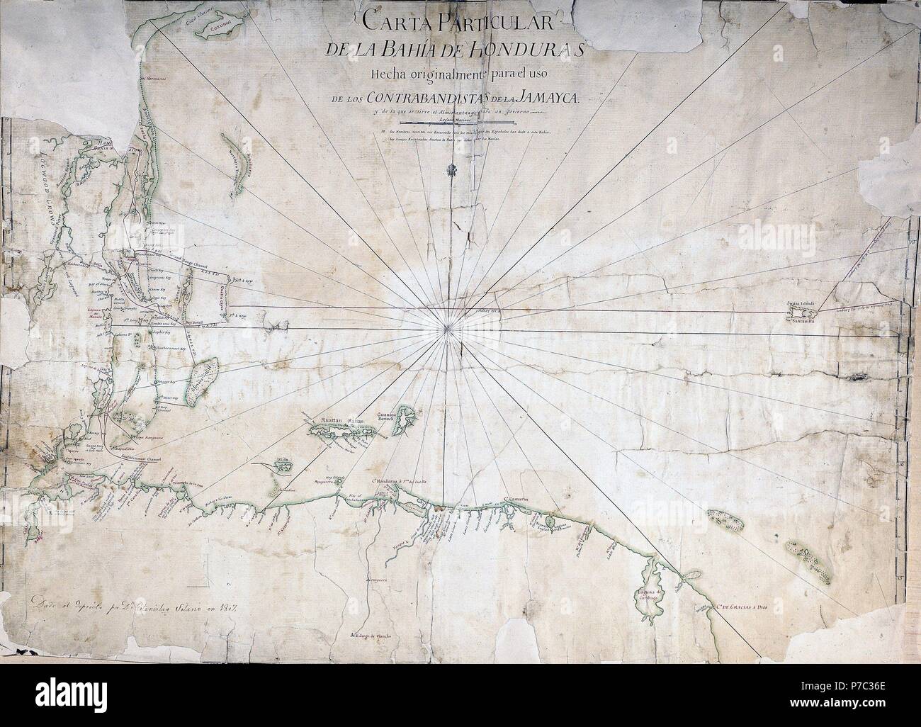 Carta Particular De La Bah a De Honduras 1807 Museo Museo Naval De 