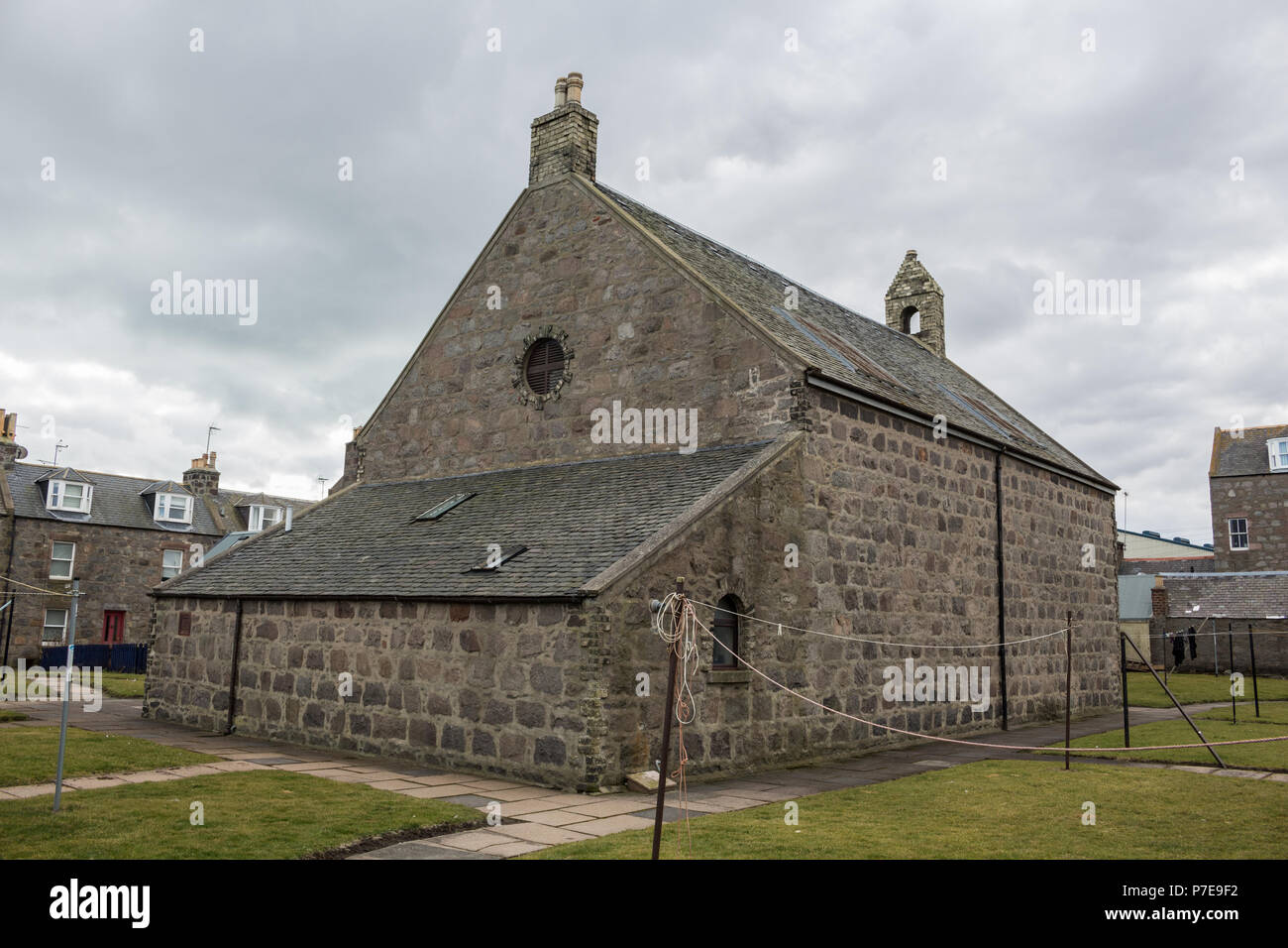 Misión Hall, en el centro del pueblo pesquero Footdee, Aberdeen, Escocia, Reino Unido. Foto de stock