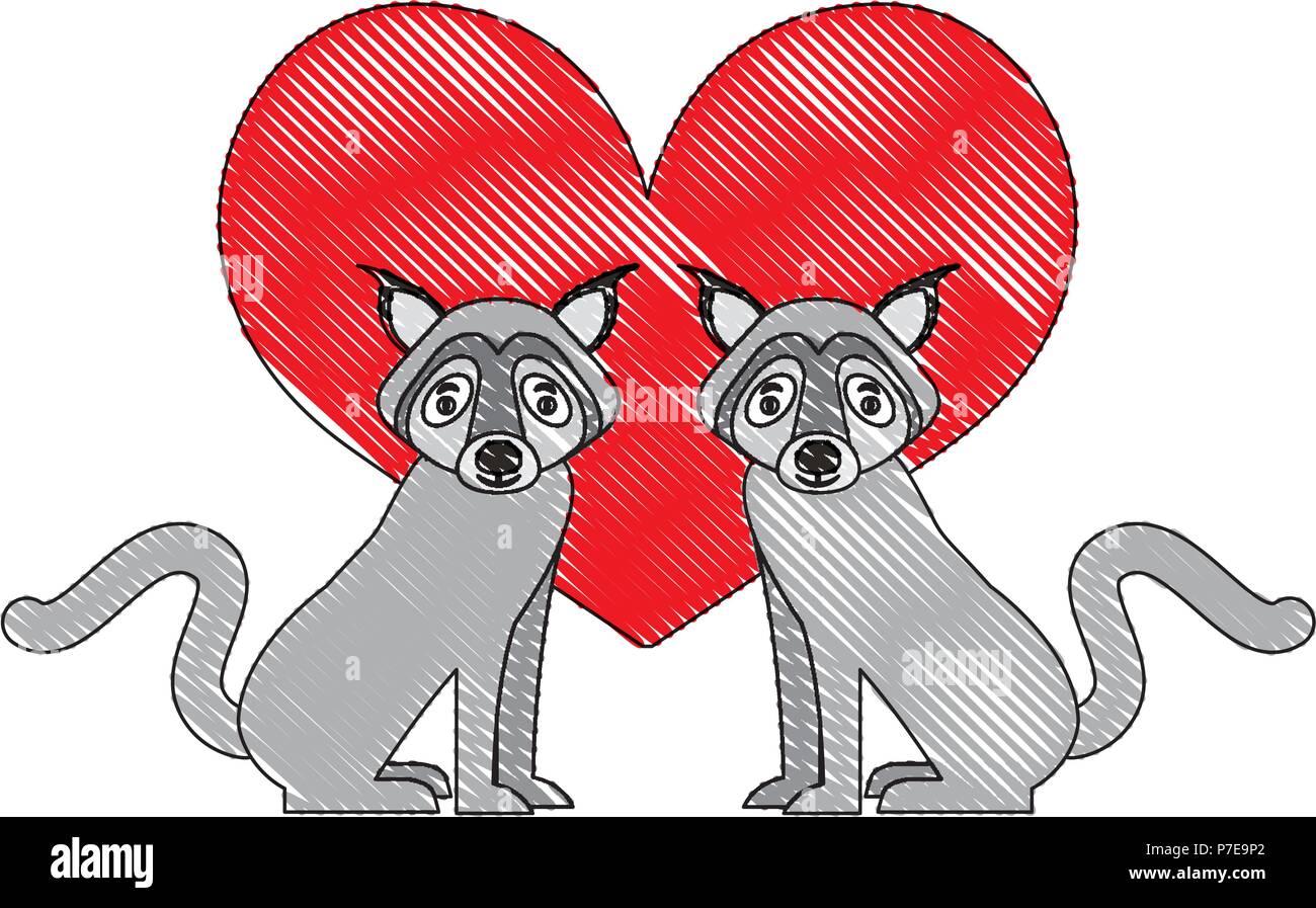 Linda pareja animal lobo enamorado corazón ilustración vectorial Imagen  Vector de stock - Alamy