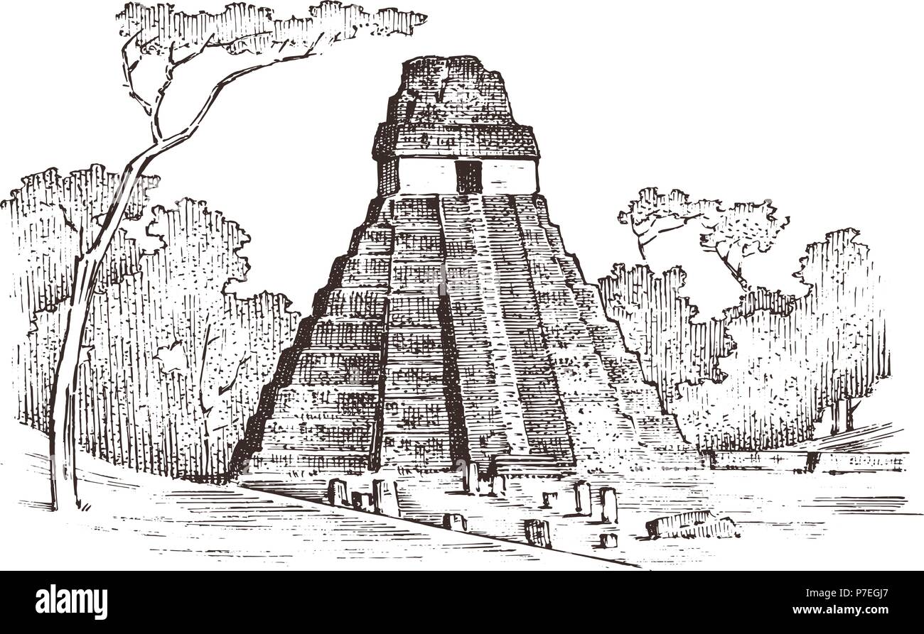 Vintage pirámide Maya. Cultura azteca. Monocromo antigua de México. Paisaje para la etiqueta de logotipo de fondo. Grabado antiguo boceto dibujados a mano. ilustración vectorial Imagen Vector de stock - Alamy Vintage pirámide Maya. Cultura azteca. Monocromo antigua de México. Paisaje para la etiqueta de logotipo de fondo. Grabado antiguo boceto dibujados a mano. ilustración vectorial Imagen Vector de stock - Alamy