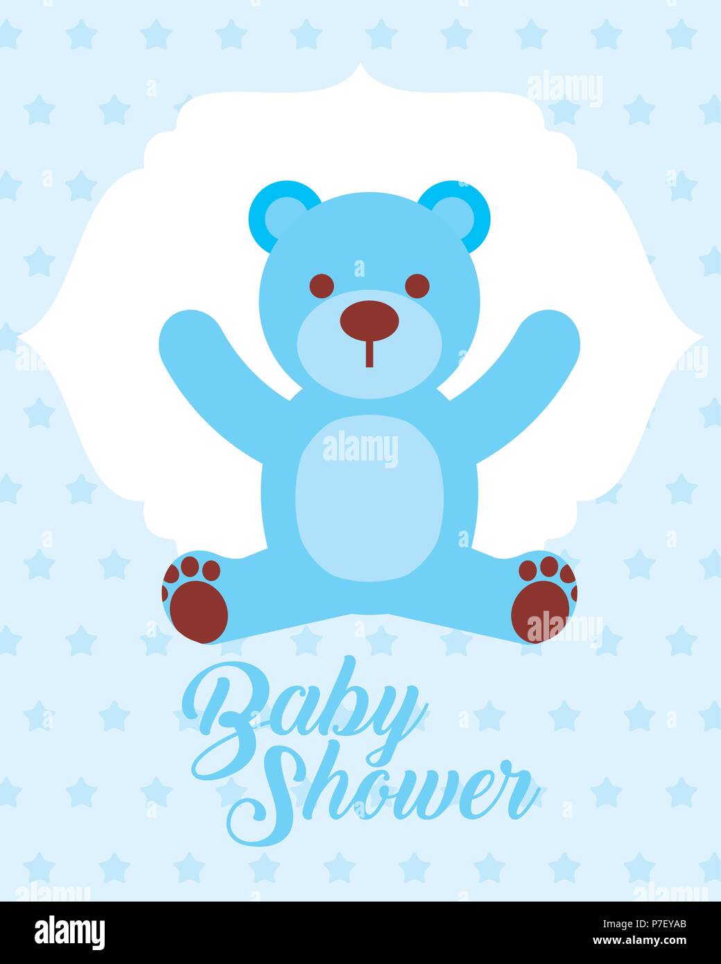 Oso de juguete azul tarjeta de invitación de baby shower Imagen Vector de  stock - Alamy