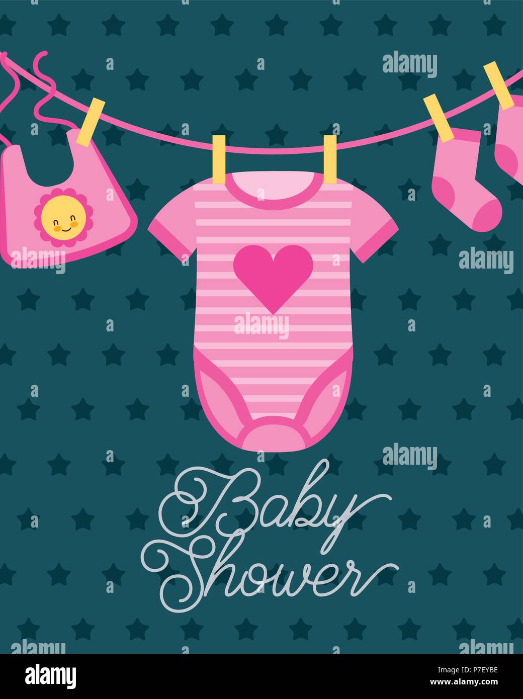 Ropa de tarjeta de baby shower colgantes Imagen Vector de stock - Alamy