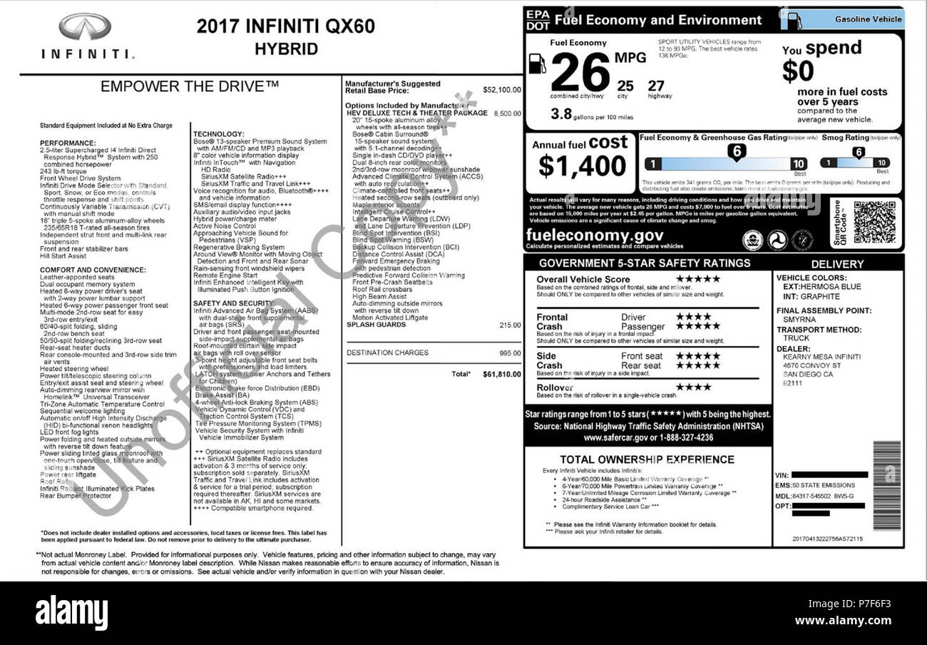 Monroney Label Fotos e Imágenes de stock Alamy