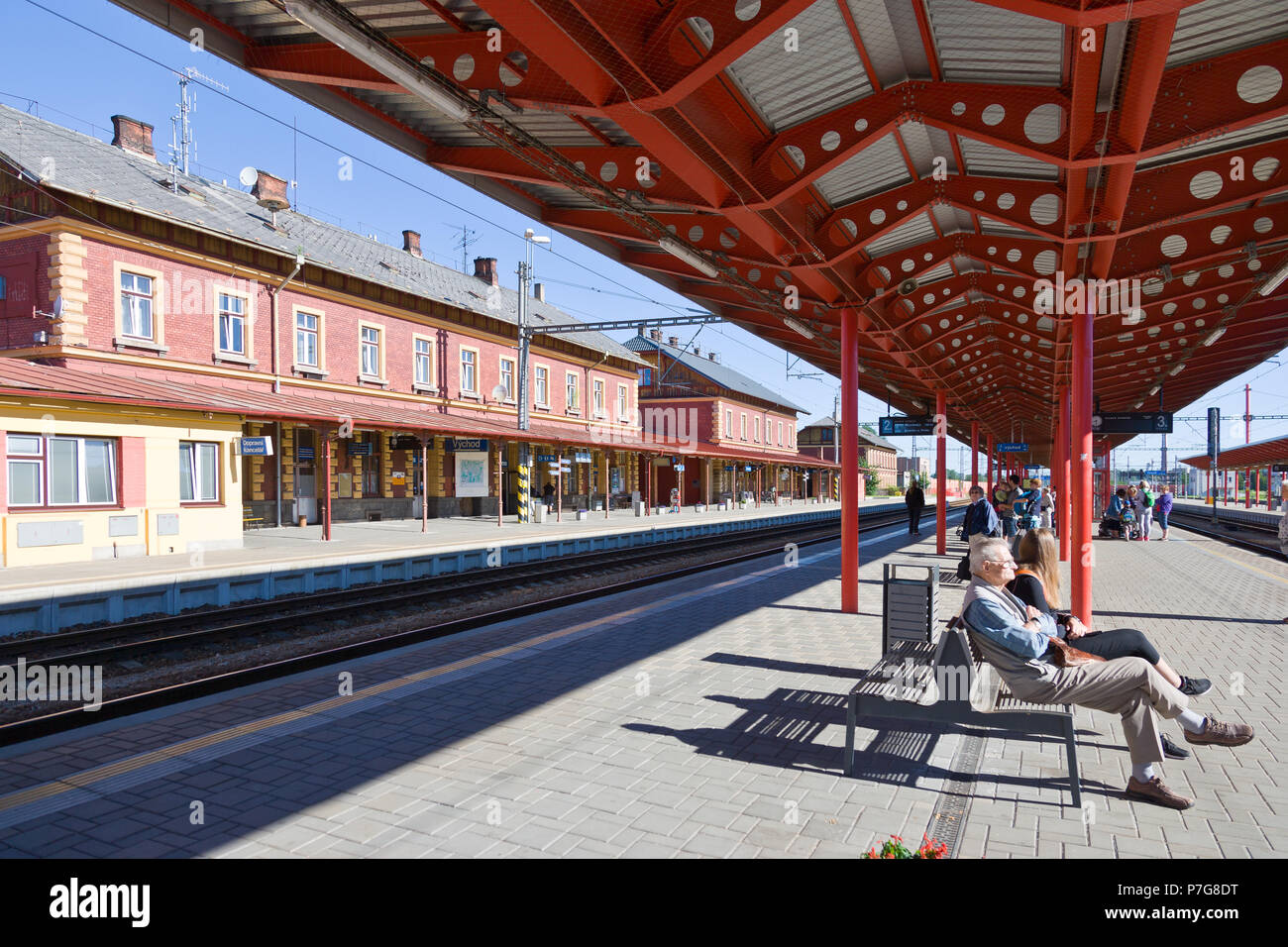 Vlakové nádraží, Veselí nad Lužnicí, Česká republika / estación de trenes Veseli nad Luznici, República Checa Foto de stock