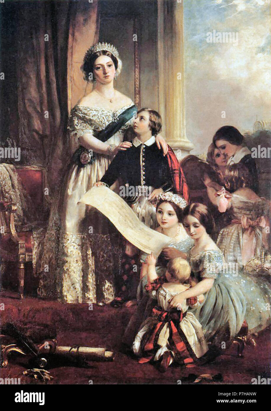 John Calcott Horsley Grupo - un retrato de la reina Victoria con sus hijos Foto de stock